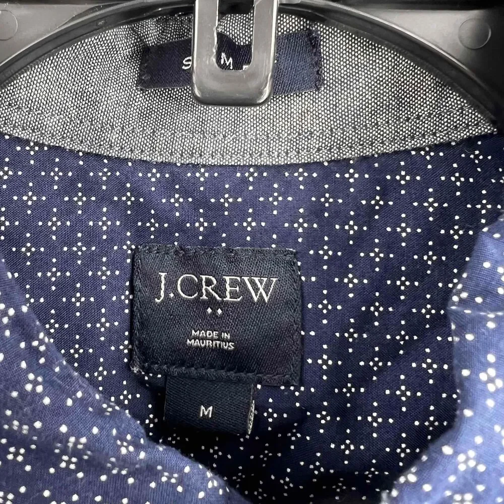 J. Crew Blue White Pattern Slim Fit Button Down Shirt Long Sleeve Mens Medium‎